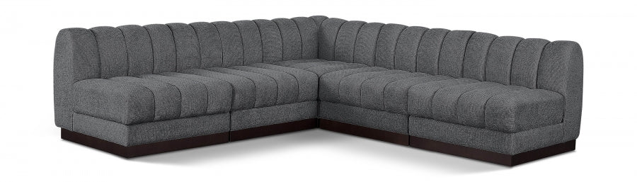 Quinn Chenille Fabric Sectional Grey from Meridian - Luna Furniture