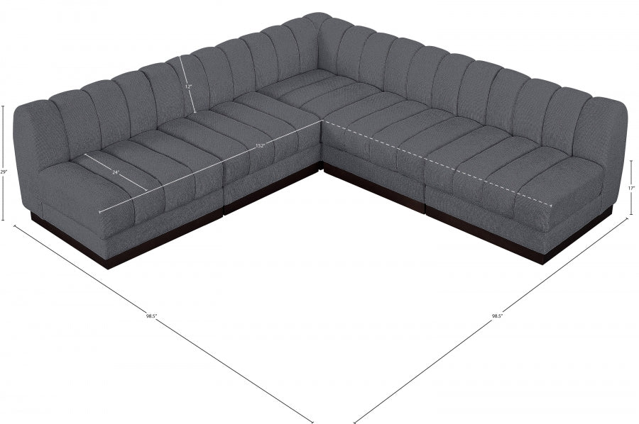 Quinn Chenille Fabric Sectional Grey from Meridian - Luna Furniture