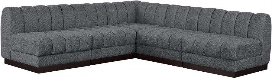 Quinn Chenille Fabric Sectional Grey from Meridian - Luna Furniture