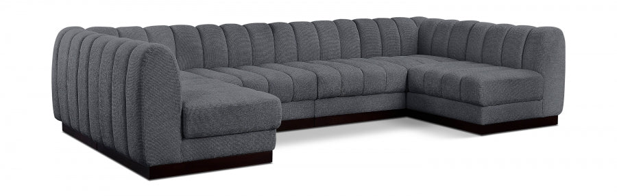 Quinn Chenille Fabric Sectional Grey from Meridian - Luna Furniture