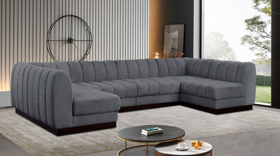 Quinn Chenille Fabric Sectional Grey from Meridian - Luna Furniture