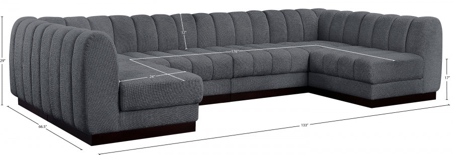 Quinn Chenille Fabric Sectional Grey from Meridian - Luna Furniture