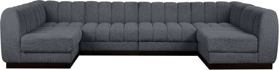 Quinn Chenille Fabric Sectional Grey from Meridian - Luna Furniture