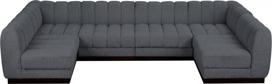 Quinn Chenille Fabric Sectional Grey from Meridian - Luna Furniture