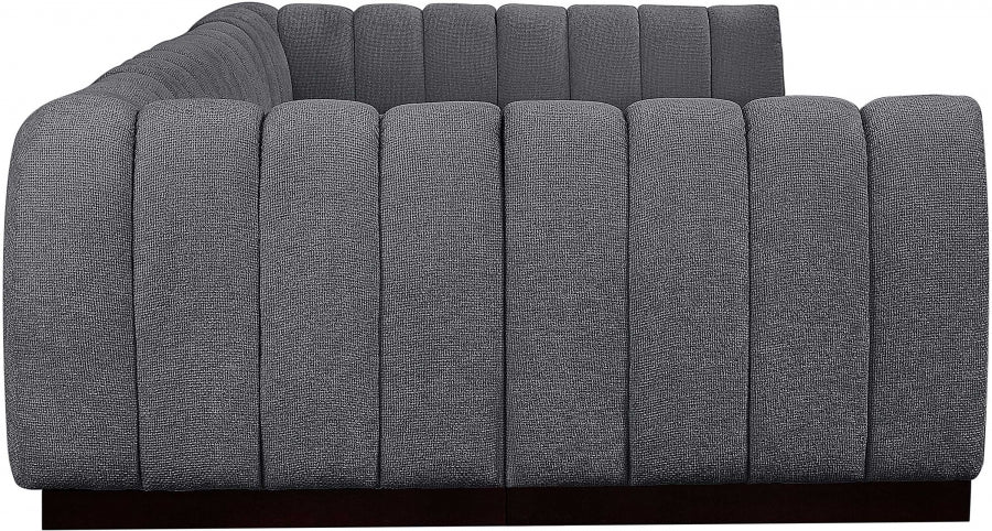 Quinn Chenille Fabric Sectional Grey from Meridian - Luna Furniture