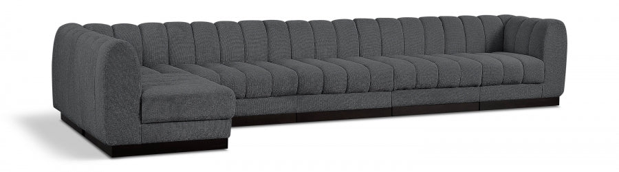 Quinn Chenille Fabric Sectional Grey from Meridian - Luna Furniture