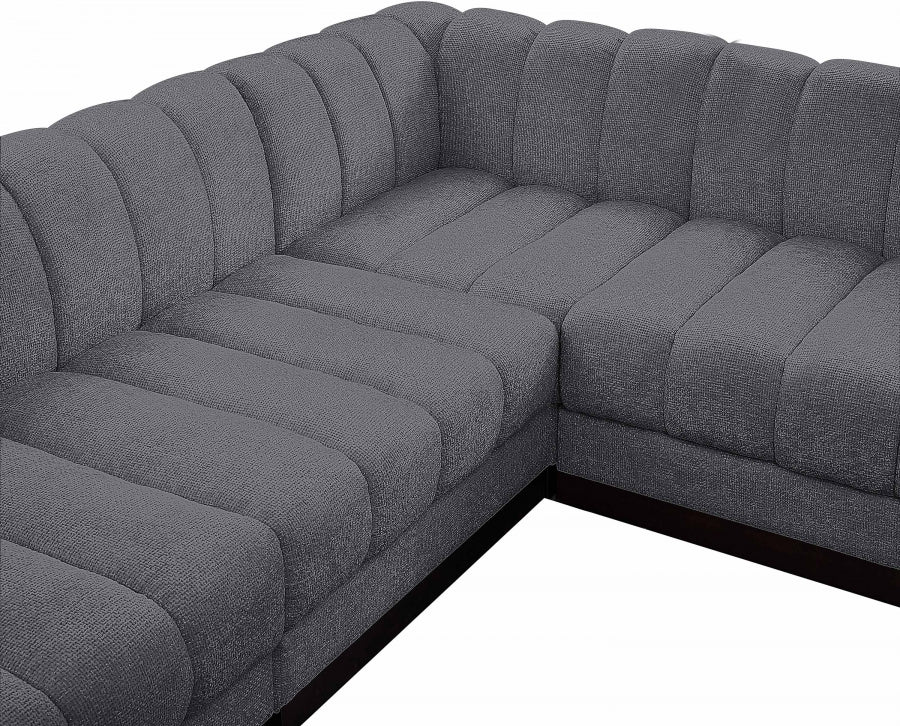 Quinn Chenille Fabric Sectional Grey from Meridian - Luna Furniture