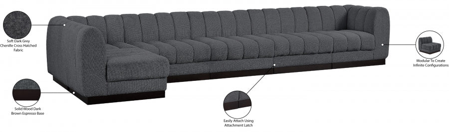 Quinn Chenille Fabric Sectional Grey from Meridian - Luna Furniture