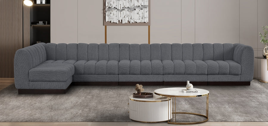 Quinn Chenille Fabric Sectional Grey from Meridian - Luna Furniture