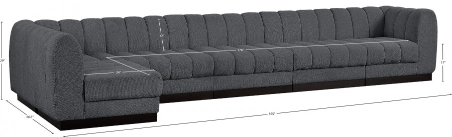 Quinn Chenille Fabric Sectional Grey from Meridian - Luna Furniture