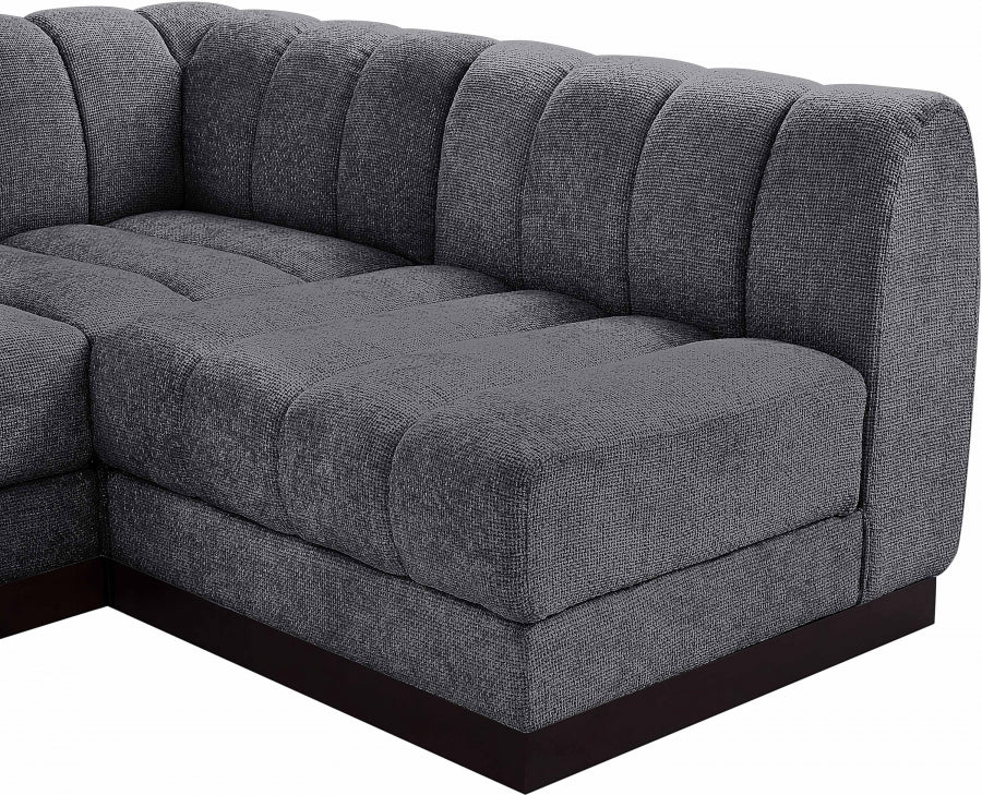 Quinn Chenille Fabric Sectional Grey from Meridian - Luna Furniture