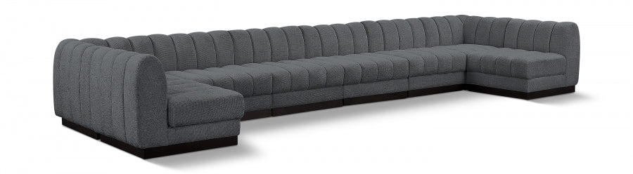 Quinn Chenille Fabric Sectional Grey from Meridian - Luna Furniture