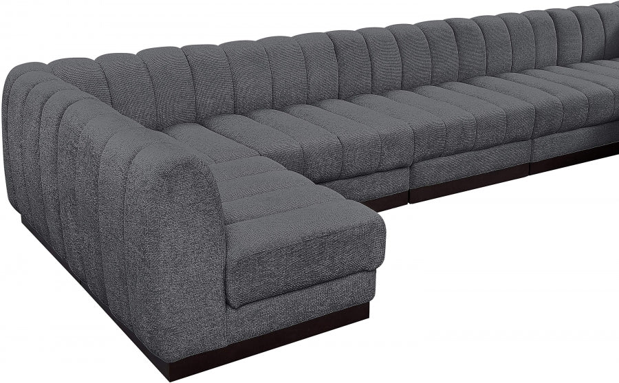 Quinn Chenille Fabric Sectional Grey from Meridian - Luna Furniture