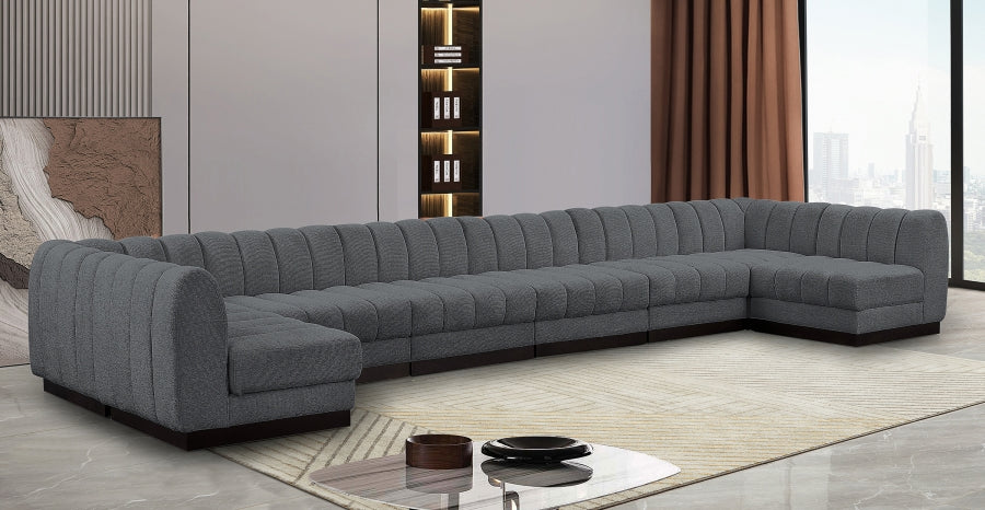 Quinn Chenille Fabric Sectional Grey from Meridian - Luna Furniture