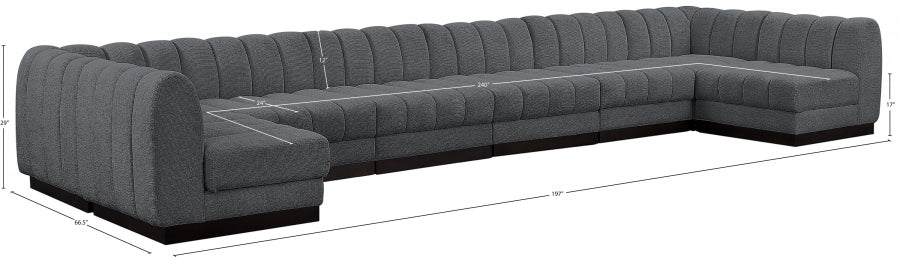 Quinn Chenille Fabric Sectional Grey from Meridian - Luna Furniture