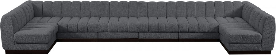 Quinn Chenille Fabric Sectional Grey from Meridian - Luna Furniture