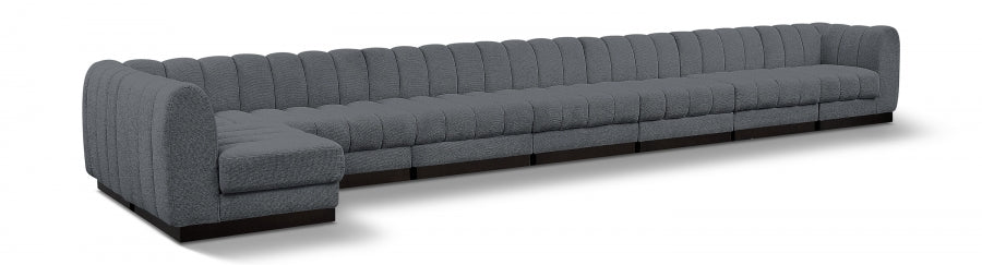 Quinn Chenille Fabric Sectional Grey from Meridian - Luna Furniture