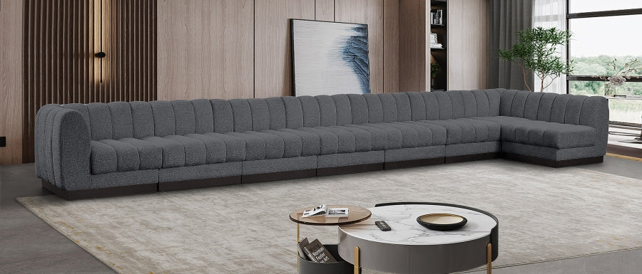 Quinn Chenille Fabric Sectional Grey from Meridian - Luna Furniture