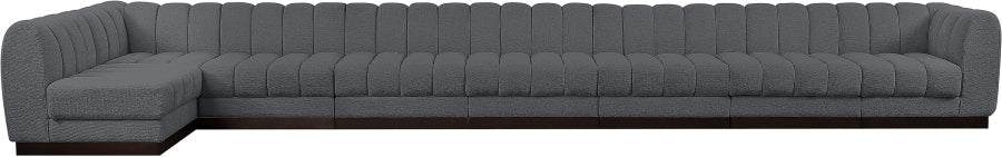 Quinn Chenille Fabric Sectional Grey from Meridian - Luna Furniture