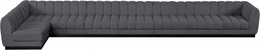 Quinn Chenille Fabric Sectional Grey from Meridian - Luna Furniture