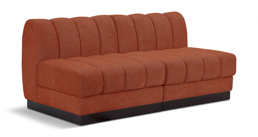 Quinn Chenille Fabric Sofa Cognac from Meridian - Luna Furniture