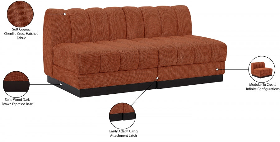 Quinn Chenille Fabric Sofa Cognac from Meridian - Luna Furniture