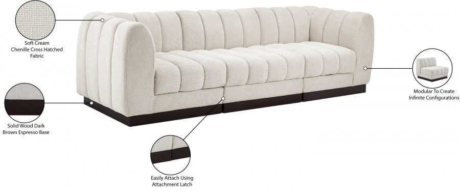 Quinn Chenille Fabric Sofa Cream from Meridian - Luna Furniture