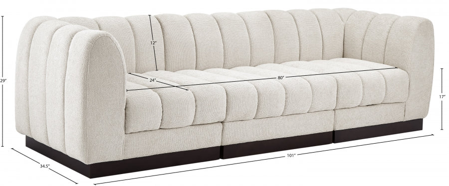 Quinn Chenille Fabric Sofa Cream from Meridian - Luna Furniture