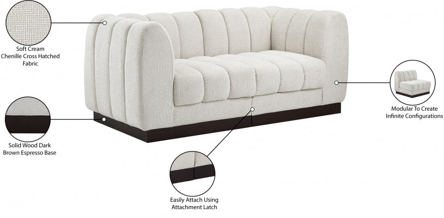 Quinn Chenille Fabric Sofa Cream from Meridian - Luna Furniture