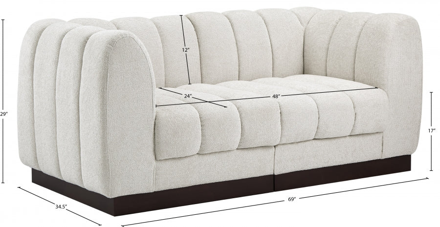 Quinn Chenille Fabric Sofa Cream from Meridian - Luna Furniture