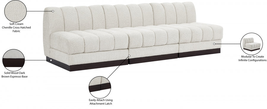 Quinn Chenille Fabric Sofa Cream from Meridian - Luna Furniture