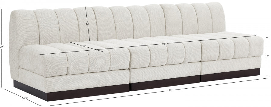 Quinn Chenille Fabric Sofa Cream from Meridian - Luna Furniture