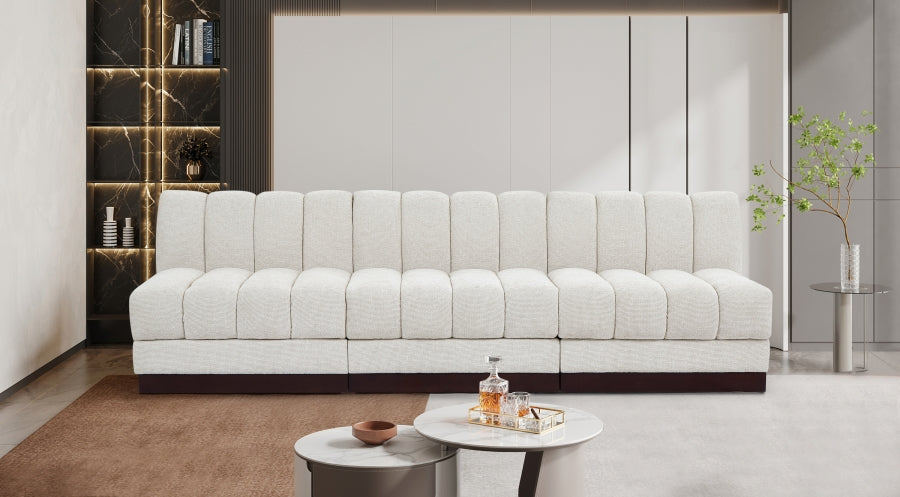 Quinn Chenille Fabric Sofa Cream from Meridian - Luna Furniture