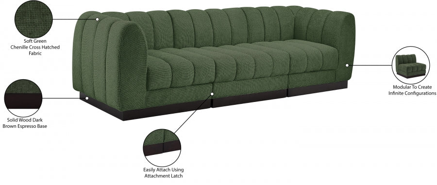 Quinn Chenille Fabric Sofa Green from Meridian - Luna Furniture