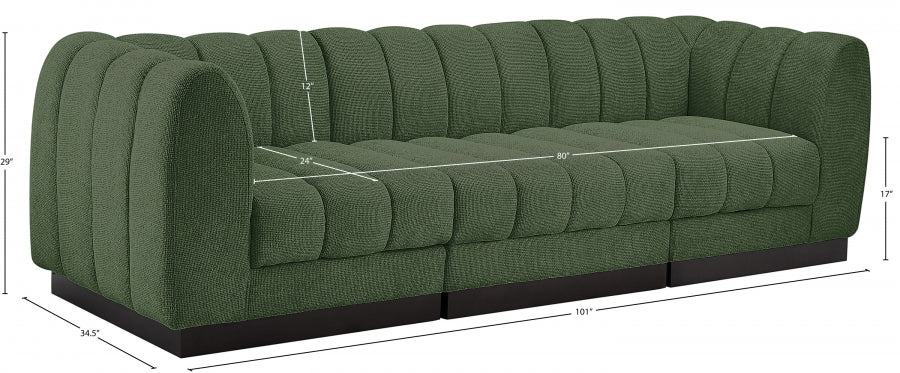 Quinn Chenille Fabric Sofa Green from Meridian - Luna Furniture