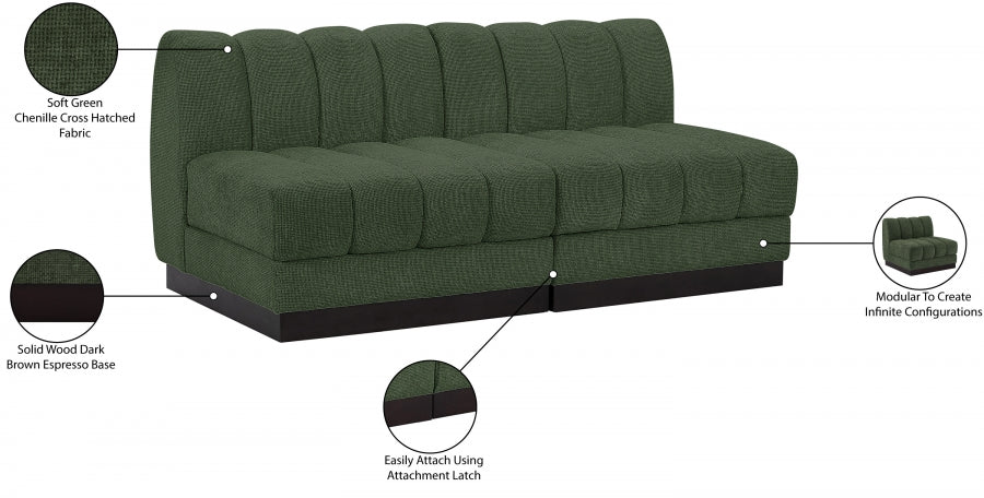 Quinn Chenille Fabric Sofa Green from Meridian - Luna Furniture