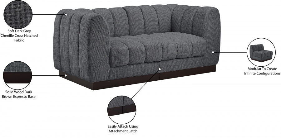 Quinn Chenille Fabric Sofa Grey from Meridian - Luna Furniture