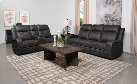 Raelynn 2-piece Upholstered Motion Reclining Sofa Set Grey - 603191-S2 - Luna Furniture