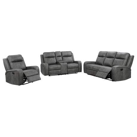 Raelynn 3-piece Upholstered Motion Reclining Sofa Set Grey - 603191-S3 - Luna Furniture