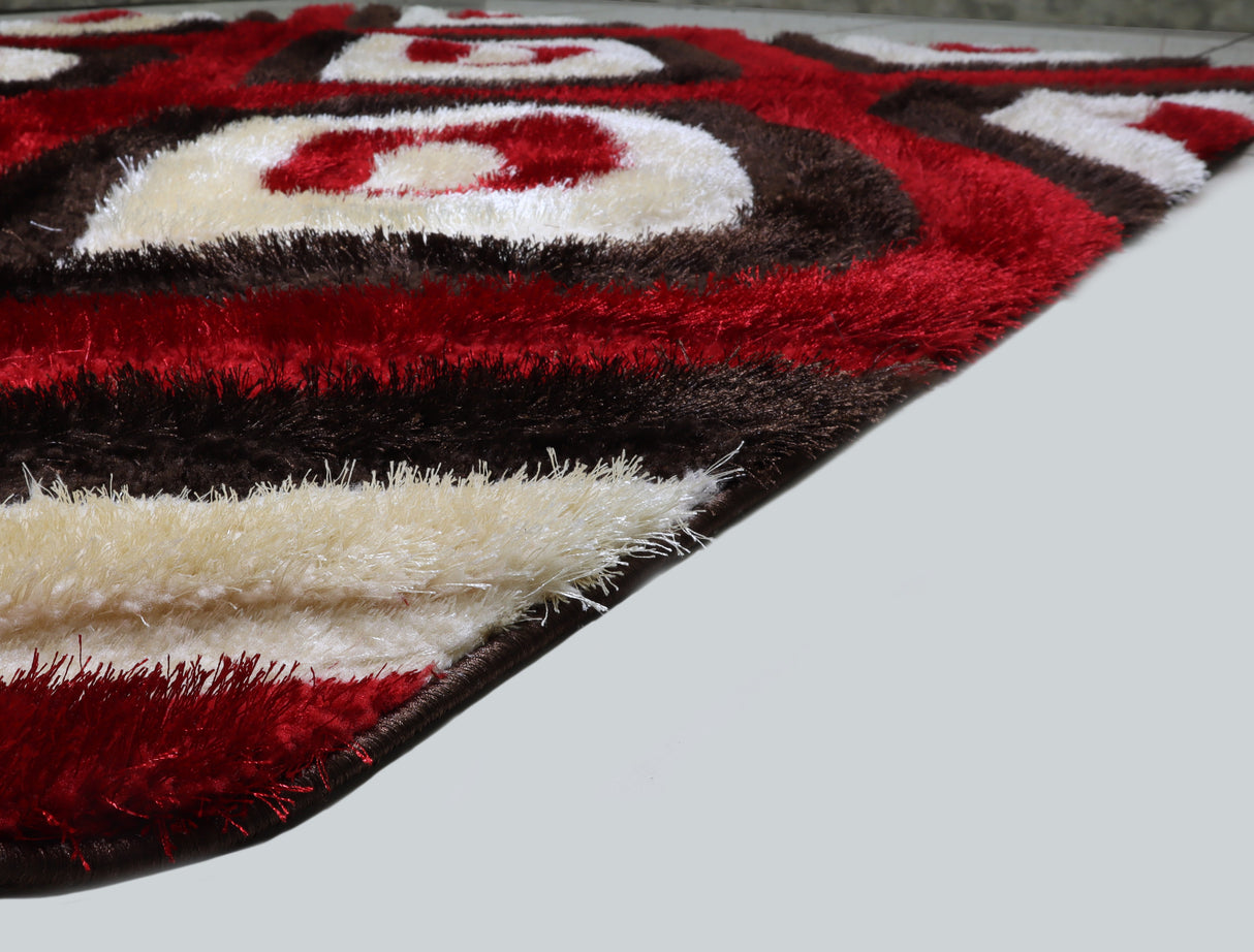 3D Shaggy BROWN-RED Area Rug - 3D151 - 3D151-BRW/RED-57 - Luna Furniture