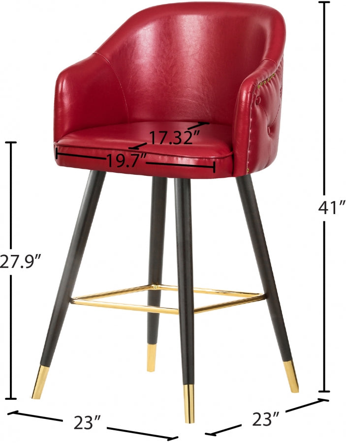 Barbosa Red Faux Leather Bar | Counter Stool, Set of 2 from Meridian - Luna Furniture