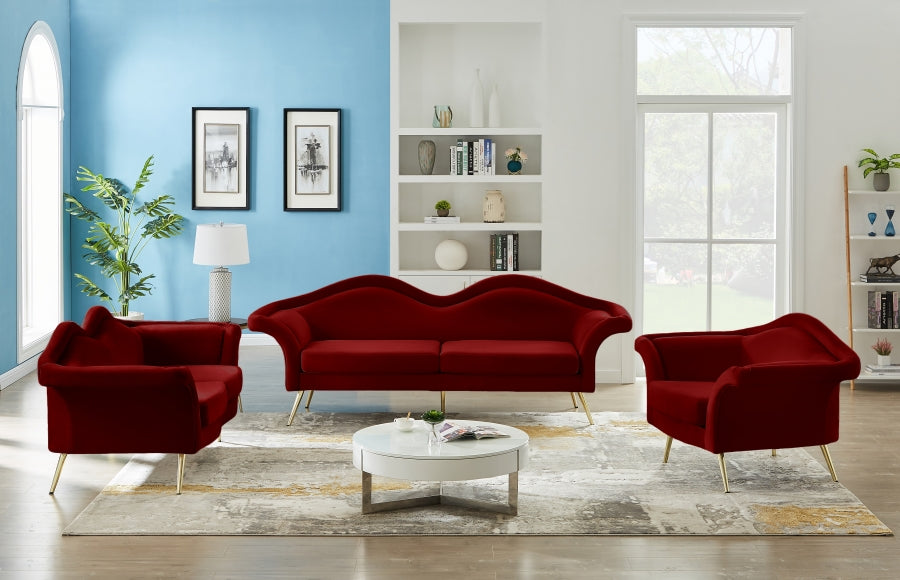 Lips Red Velvet Loveseat from Meridian - Luna Furniture