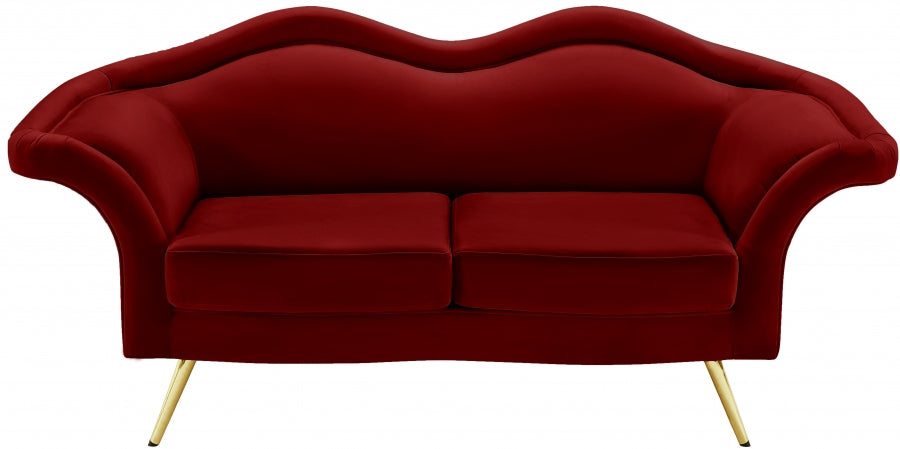 Lips Red Velvet Loveseat from Meridian - Luna Furniture