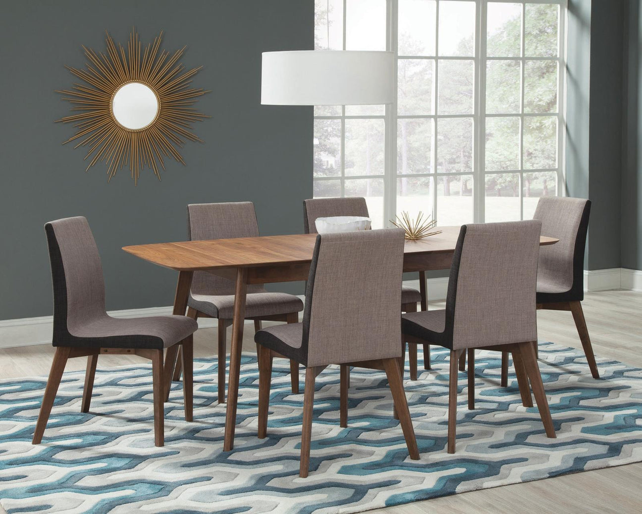 Redbridge Natural Walnut/Gray 7-Piece Dining Set from Coaster - Luna Furniture