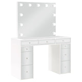 Regina 3-piece Makeup Vanity Table Set Hollywood Lighting White and Mirror - 930245 - Luna Furniture