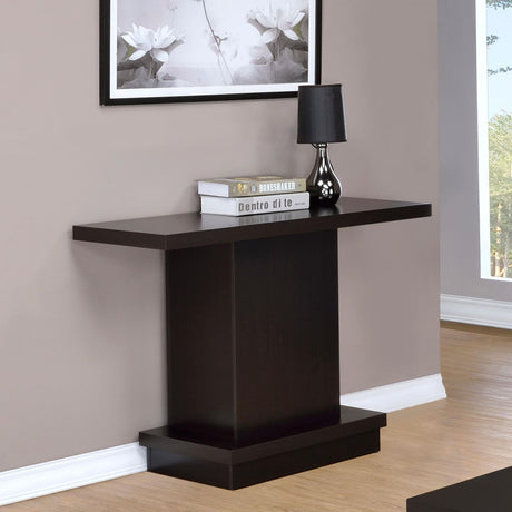 Reston Pedestal Sofa Table Cappuccino from Coaster - Luna Furniture