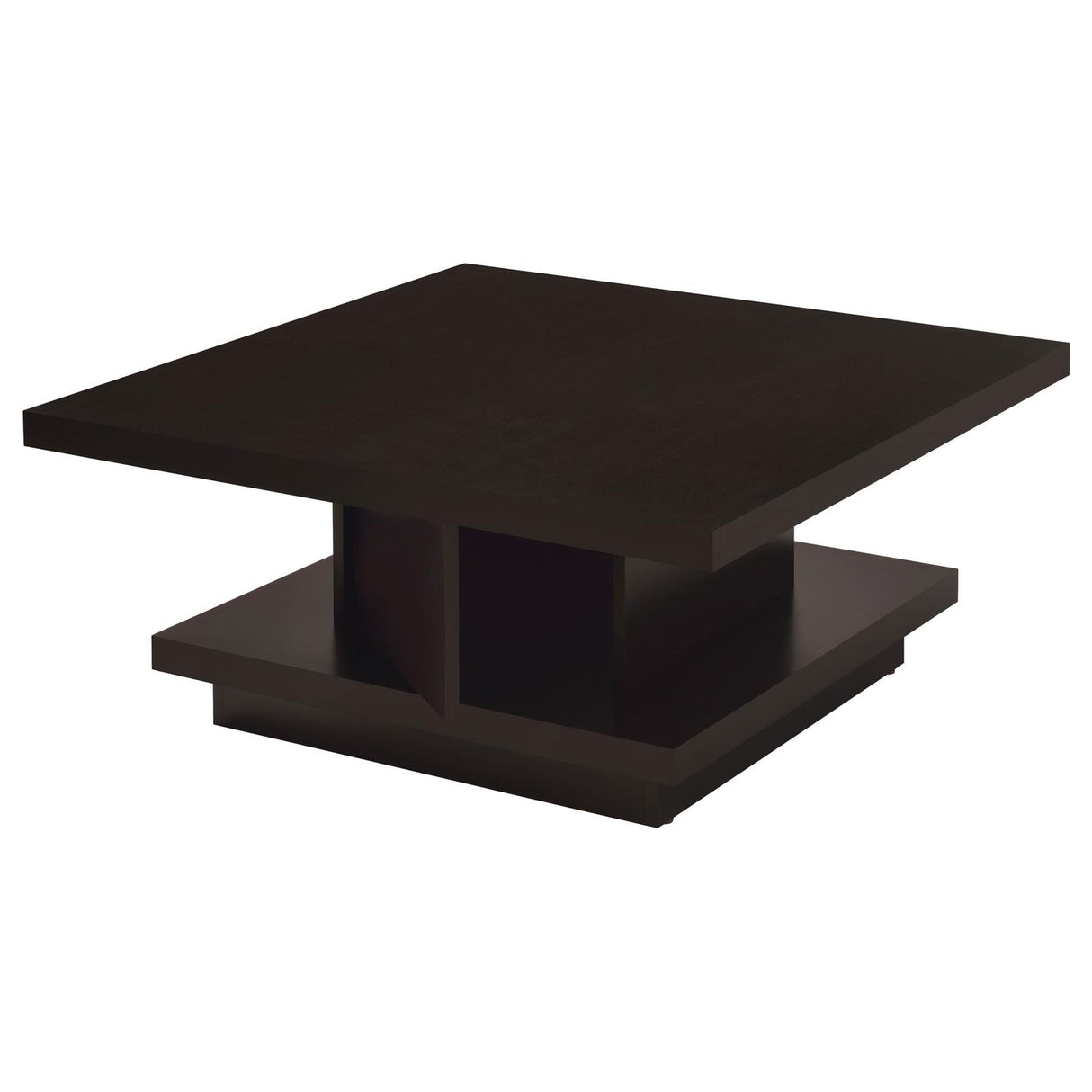 Reston Cappuccino Pedestal Square Coffee Table from Coaster - Luna Furniture