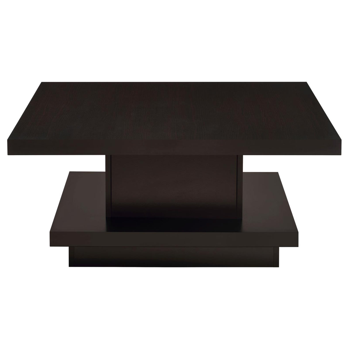 Reston Cappuccino Pedestal Square Coffee Table from Coaster - Luna Furniture