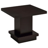 Reston Pedestal Square End Table Cappuccino from Coaster - Luna Furniture