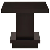 Reston Pedestal Square End Table Cappuccino from Coaster - Luna Furniture